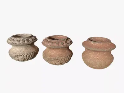 3D Antique Terracotta Vases Set 3D model