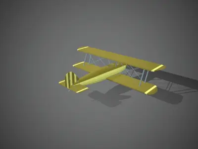 Airplane cartoon - 08 Low-poly 3D model
