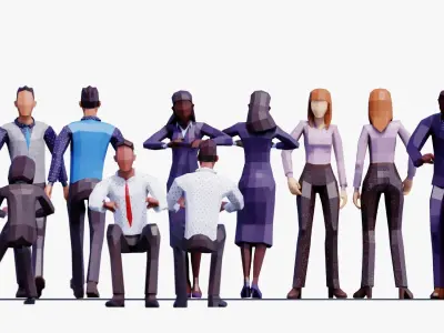 Business People - Animated and Rigged 3D model