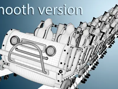 3d Animated Roller Coaster Train 3D model