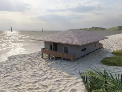 Beach Casa Scene-villa-modern house 3D model