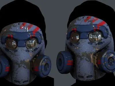 Gas mask helmet 3d model scifi  Low-poly 3D model get
