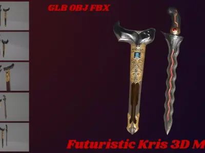 Futuristic Javanese Kris Low-poly 3D model