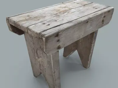 stool wooden Low-poly 3D model
