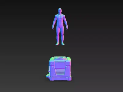 Sci-Fi Hologram Projector - Futuristic Industrial Device - PBR Low-poly 3D model