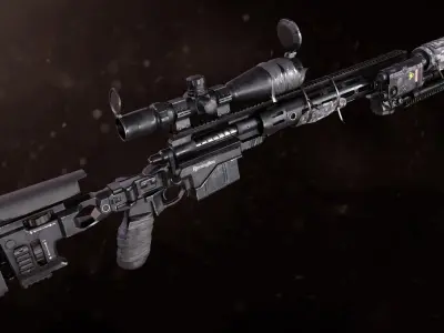 XM2010 Sniper Rifle - Mid Poly 3D model
