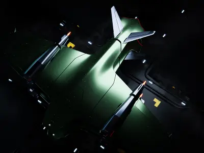 Spaceship fighter jet in night sky 3D model