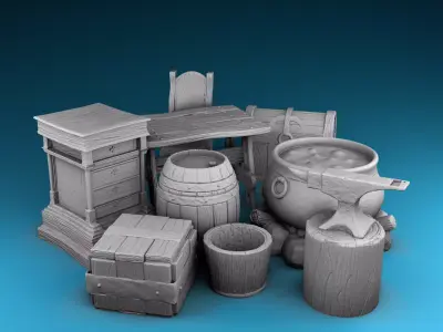 Stylized decor of Middle Ages Interior elements 3D print model