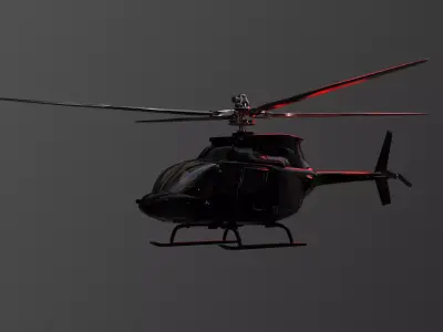 Helicopter with lights in sky 3D model