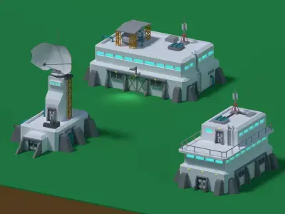 Sci-Fi buildings Low-Poly Free low-poly 3D model