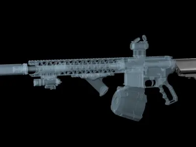 AR-15 AR-10 stock B5 Systems LMT Sopmod  Low-poly 3D model