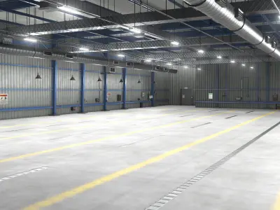 Garage Interior 01 All PBR Unity UE Textures Included Low-poly 3D model