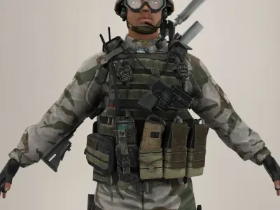 Soldier Black Full Nor Rigged 3D model