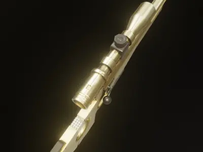 Golden AWP Sniper Rifle game ready  with bonus asset Low-poly 3D model