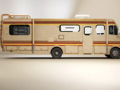 Classic Motorhome 1986 Aged Low-poly 3D model