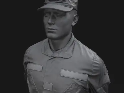 Soldier with hands behind 3D print model