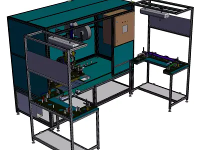 Riveting of Guide Rails in Automobile Sunroof Assembly Line 3D model