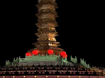 Chinese ancient tower 3D model purchase