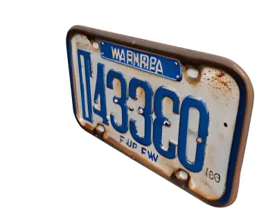 Vintage Rusty Metal License Plate 3D model