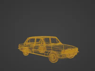 Low poly car 3D model classic in park Free low-poly 3D model