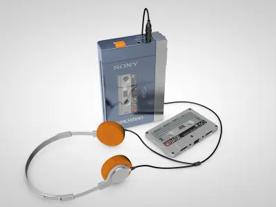 Walkman and Cassette 3D model
