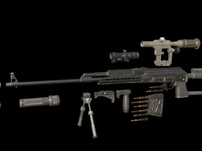 ASR-18 Camouflaged SVD Based Sniper Rifle Low-poly 3D model