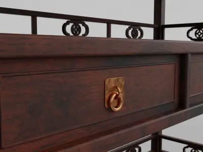 Chinese Book Shelf with PBR textures - reconstrutable 3D model