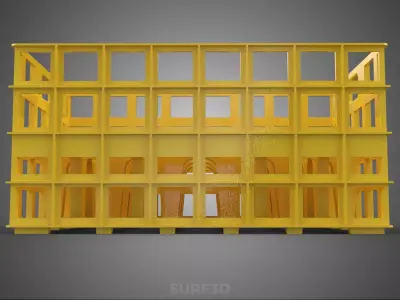 YELLOW STACKABLE EMPTY BOTTLE CARRIER PLASTIC CRATE BOX STORAGE 3D model