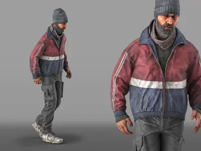 Walking Homeless Man 3D model