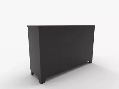 6 Drawer Double Dresser Black 3D model