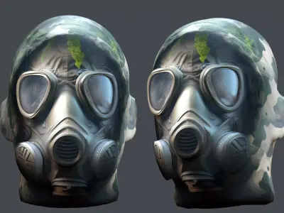 Gas mask helmet 3d model military combat fantasy cyborg Low-poly 3D model shop