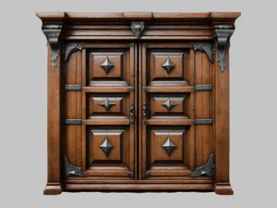 Wooden closet Medieval Furniture interior decor Low-poly 3D model
