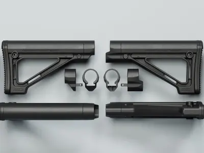 MOE Fixed Carbine Stock - Replica Low-poly 3D model