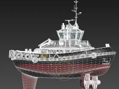 Tugboat Low-poly 3D model