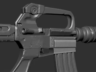 M16 Rifle Game Ready and High Resolution Sculpt Low-poly 3D model