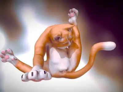 Licking Cat Free low-poly 3D model