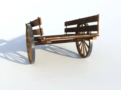 Wooden cart 02 Low-poly 3D model