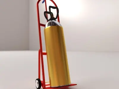 Gas Cylinder on Handtruck 3D model