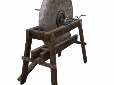 Grindstone stone grinding wheel Low-poly 3D model