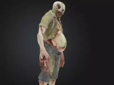 Undead Zombie 3D Model Realistic Horror Figure Free 3D print model