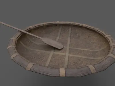 Traditional round Boat Low-poly 3D model