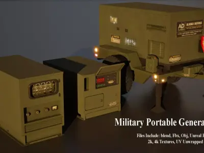 Military Portable Generator Pack Low-poly 3D model