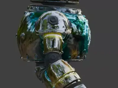 Heavy Metallic Atompunk Coilbot 3D Model Low-poly 3D model