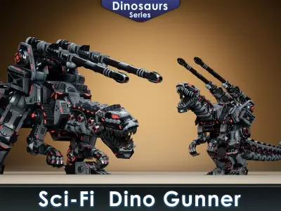 Sci-Fi Dino Gunner Low-poly 3D model