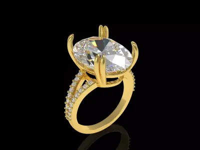 Oval Diamond Engagement Ring 3D print model purchase
