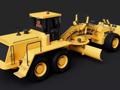 Motor Grader Heavy Machinery Construction Vehicle Low-poly 3D model