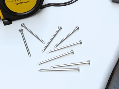 Worker tool set - Hammer Nails Tape Measure  Low-poly 3D model