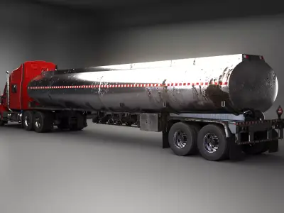 Generic Semi Truck Sleeper with Tanker Trailer USED 3D model