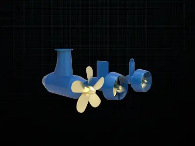 Azipod thruster propulsion 3D model