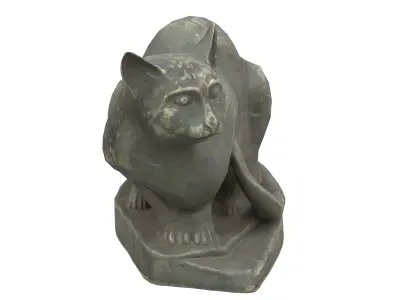 Sitting cat jade statues Low-poly 3D model